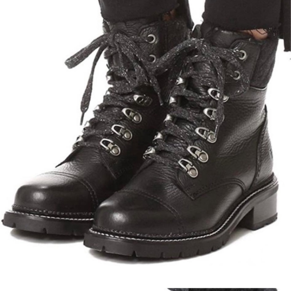 Frye black leather booties